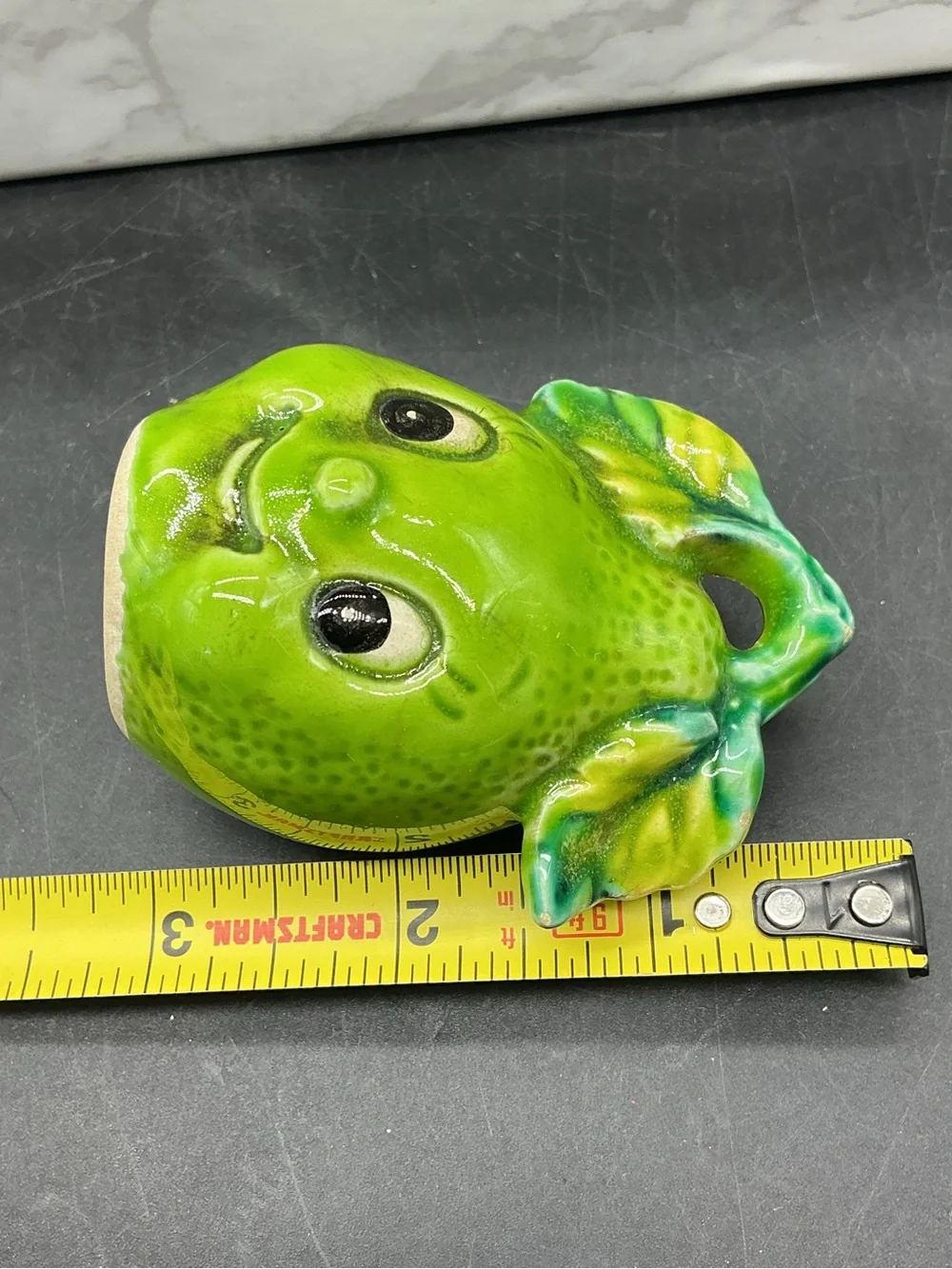 Enesco Glossy Lime Green Ceramic Fruit Toothpick Holder Anthropomorphic Vintage